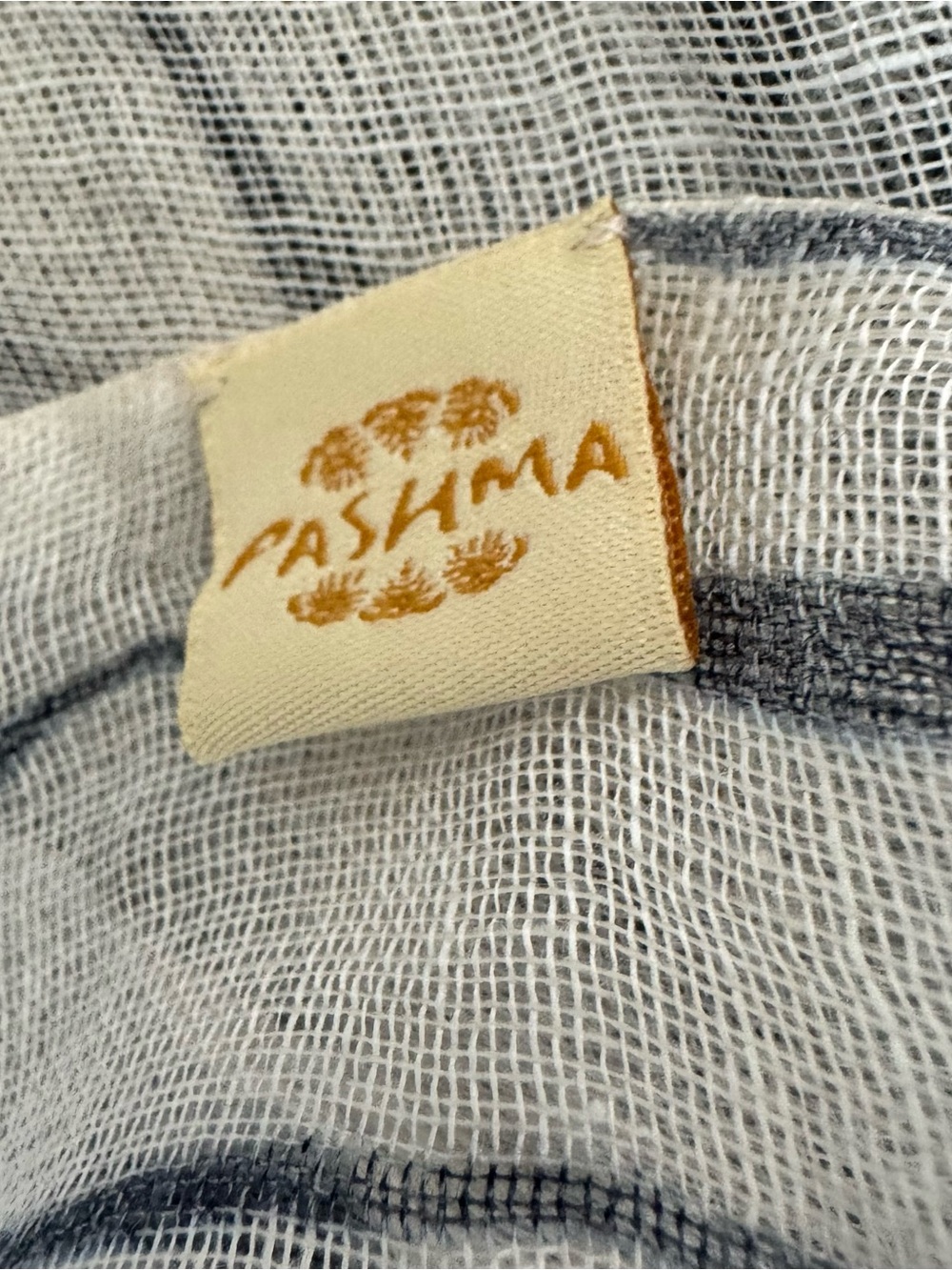 PASHMA Luxury Scarf Blue Floral Print - Silk Cashmere Linen Blend Size 70x30 - Picture 5 of 8
